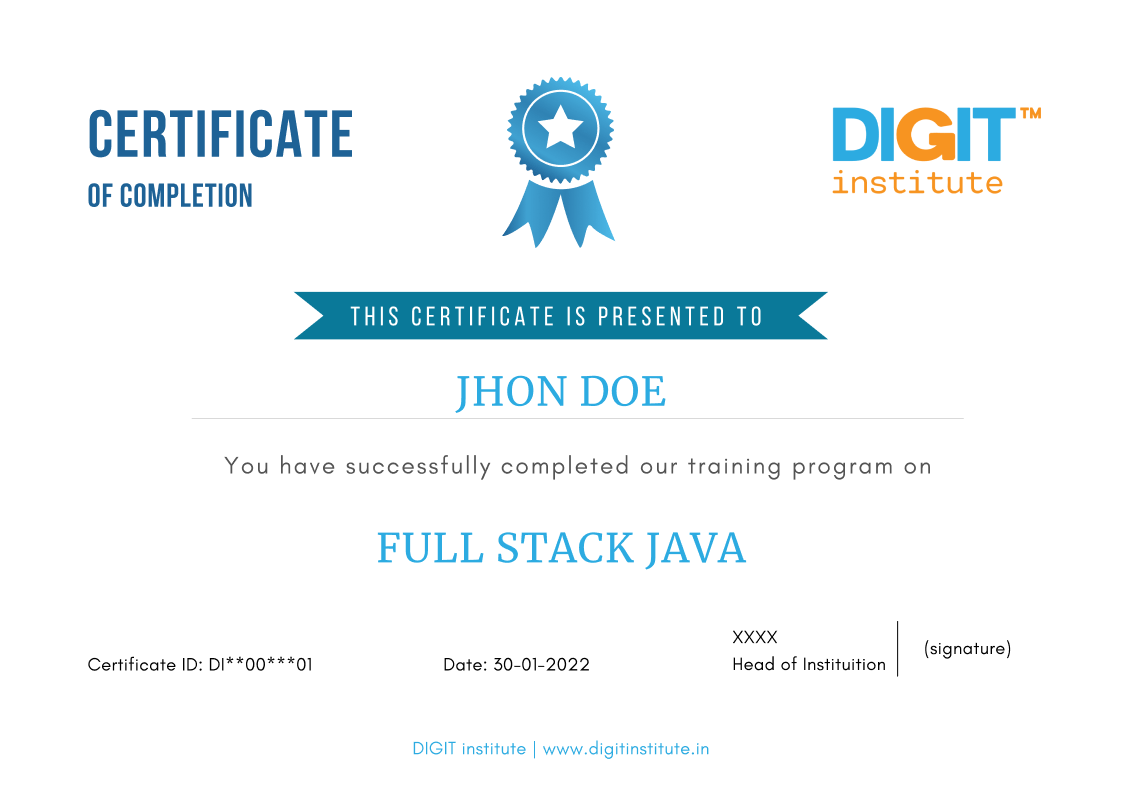 java fullstack certificate